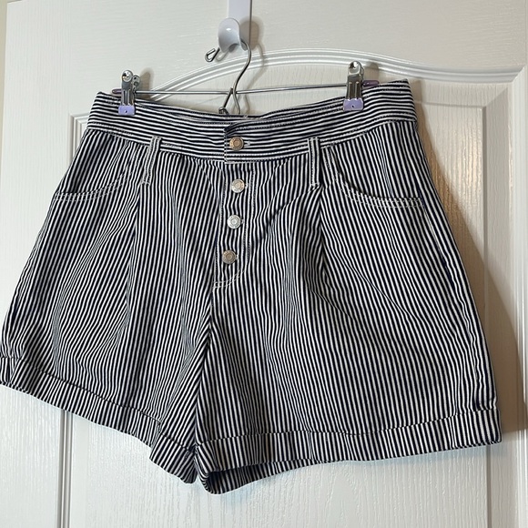 GAP High Rise Blue White Stripe Denim Shorts 12 Tall - Picture 3 of 14